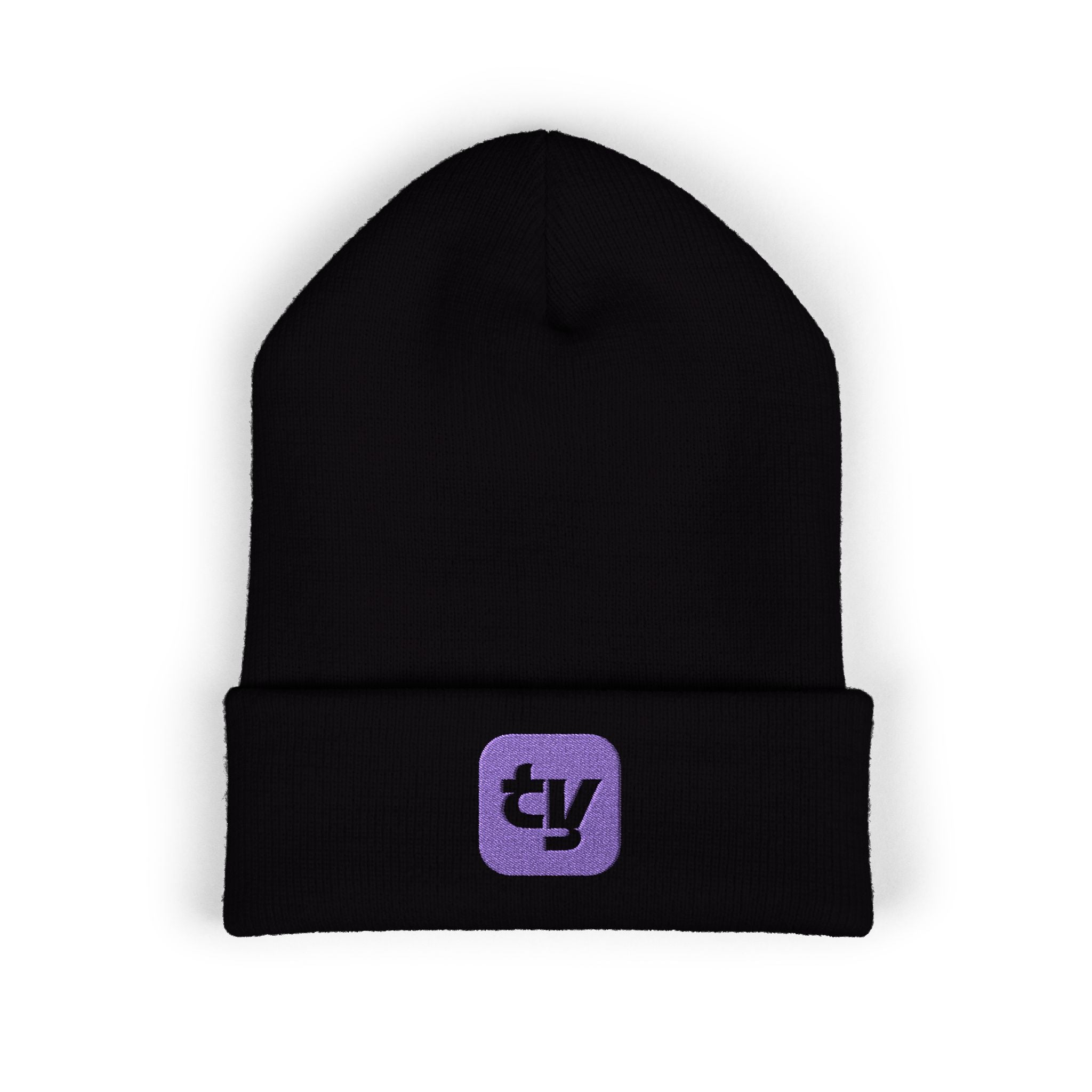 Embroidered Purple 'ty' Cuffed Beanie – Cozy Winter Hat