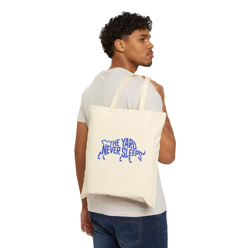 The Yard Never Sleeps Cotton Tote Bag — Durable Canvas Grocery & Everyday Carry Bag