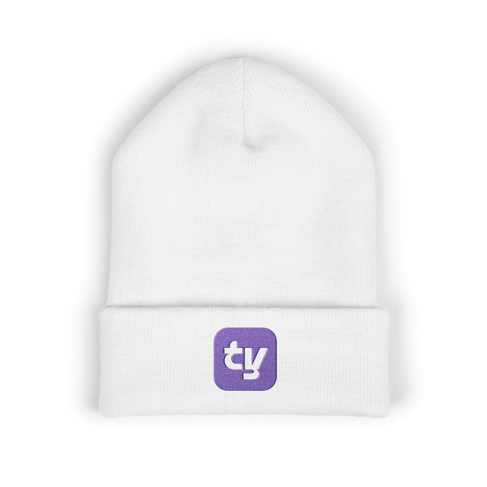 Embroidered Purple 'ty' Cuffed Beanie – Cozy Winter Hat